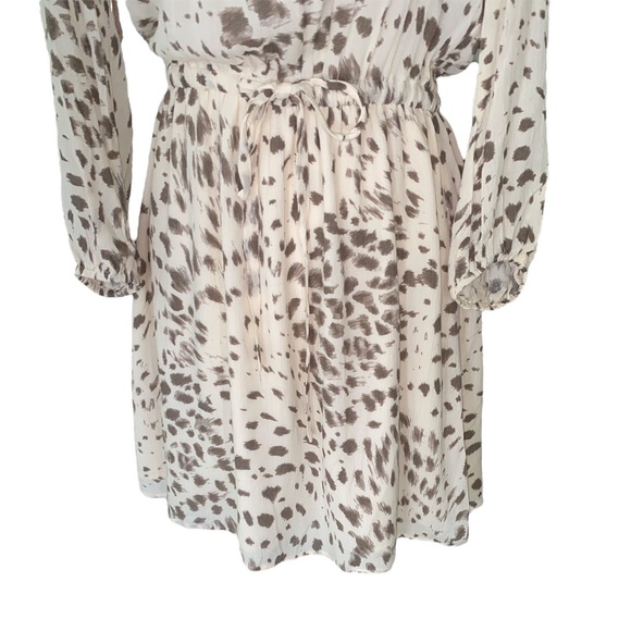 Rails Ora Puma Drawstring Tie Waist Ruffle Draped Cream Rayon Mini Dress - S - Picture 6 of 14